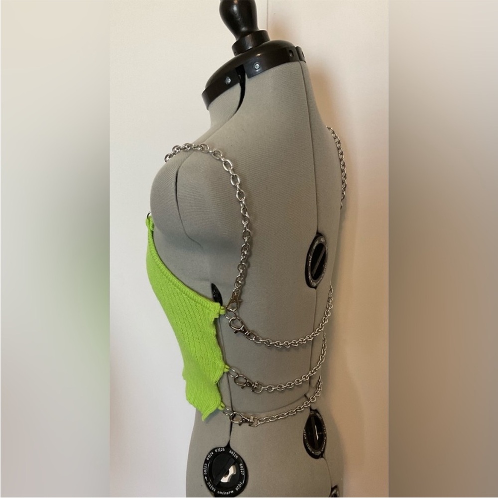 Ragged Priest Lime Green Open-Back Chain Top